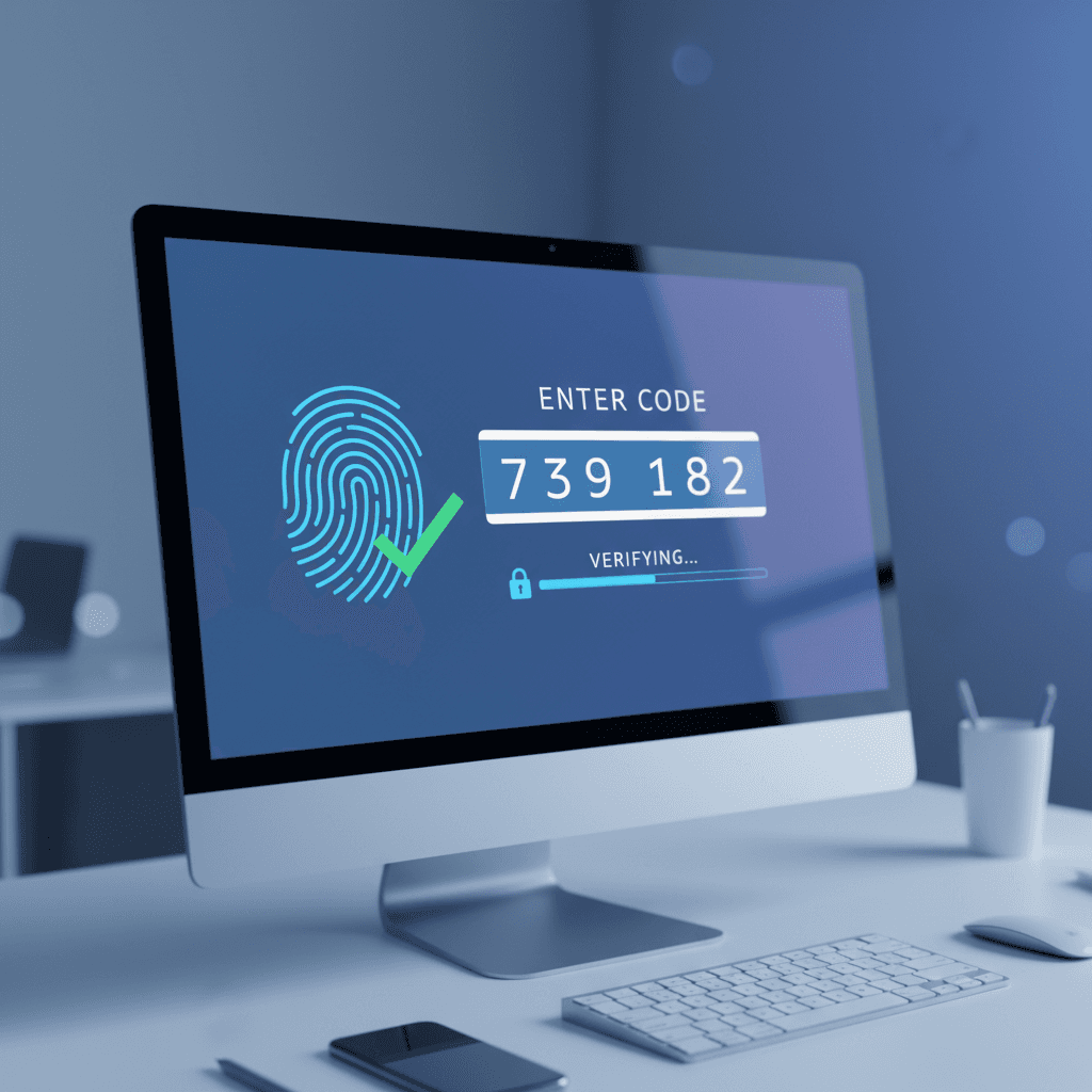Close-up of two-factor authentication code entry on mobile device screen with security interface